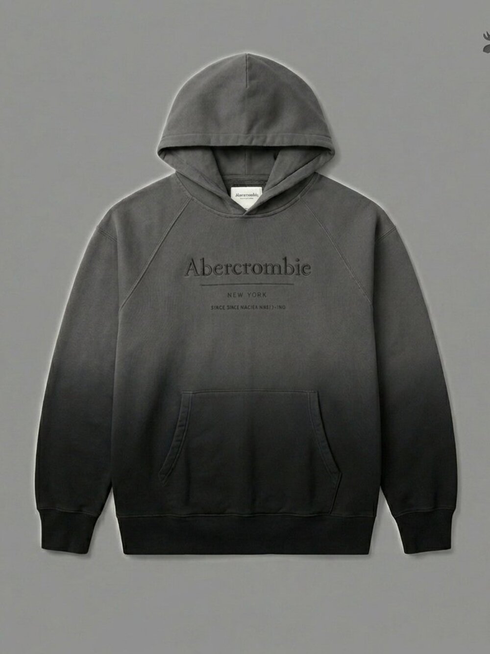 Abercrombie & Fitch Essential Popover Hoodie - Faded Grey Embroidered Logo